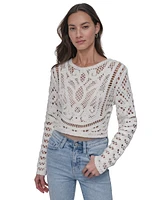 Dkny Jeans Women's Cotton Crochet Sweater - Ivy