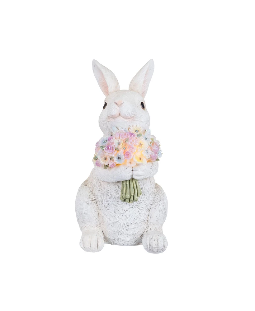 Easter Bunny w/ Floral Bouquet Lighted Figure Figurine