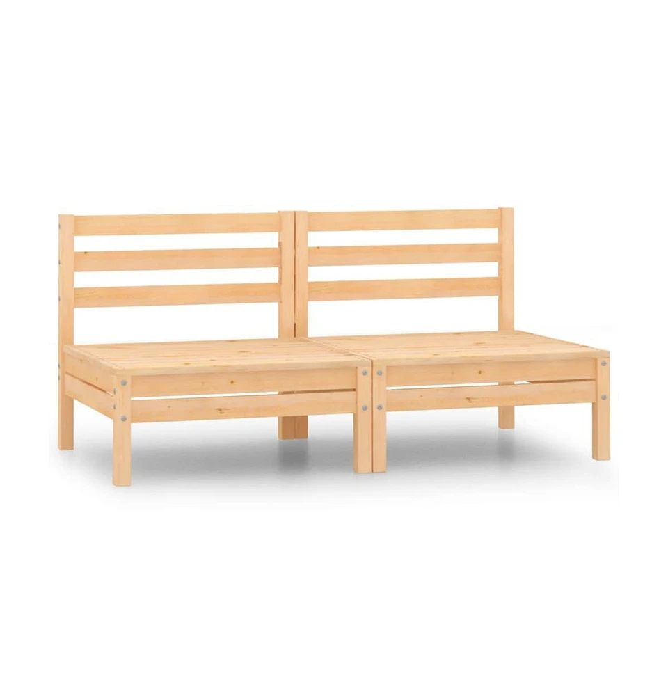 Patio Middle Sofas 2 pcs Solid Wood Pine