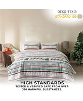 Linery & Co. Holiday Striped Microfiber Quilt Set With Shams