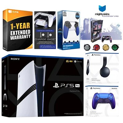 Sony Playstation 5 Pro Bundle with Pulse Headset, Extra Volcanic Red Controller, Trigger Stop Kit