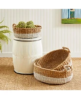 Seagrass Shallow Baskets With Handles, Set Of 3