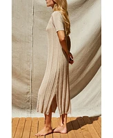 Crescent Women's Edie Ribbed Sweater Knit Polo Dress