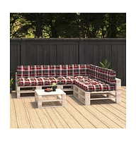 Pallet Sofa Cushions 7 pcs Red Check Pattern