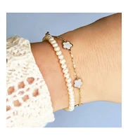 The Lovery Mother of Pearl Flower Bracelet 14K Gold