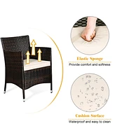 8PCS Rattan Patio Furniture Set Cushioned Sofa Chair Coffee Table