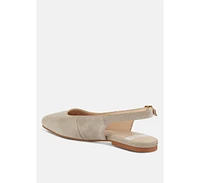 Sozani Genuine Suede Leather Slingback Flats
