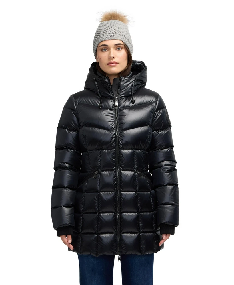 Pajar Women's Zola Box Quilt Mid-Length Puffer with Fixed Hood