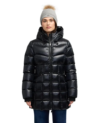 Pajar Women's Zola Box Quilt Mid-Length Puffer with Fixed Hood