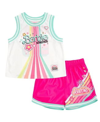 Barbie Toddler Girls Jersey Athletic Tank Top and Shorts Outfit Set