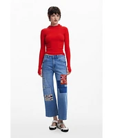 Desigual Women's Straight jeans with patches