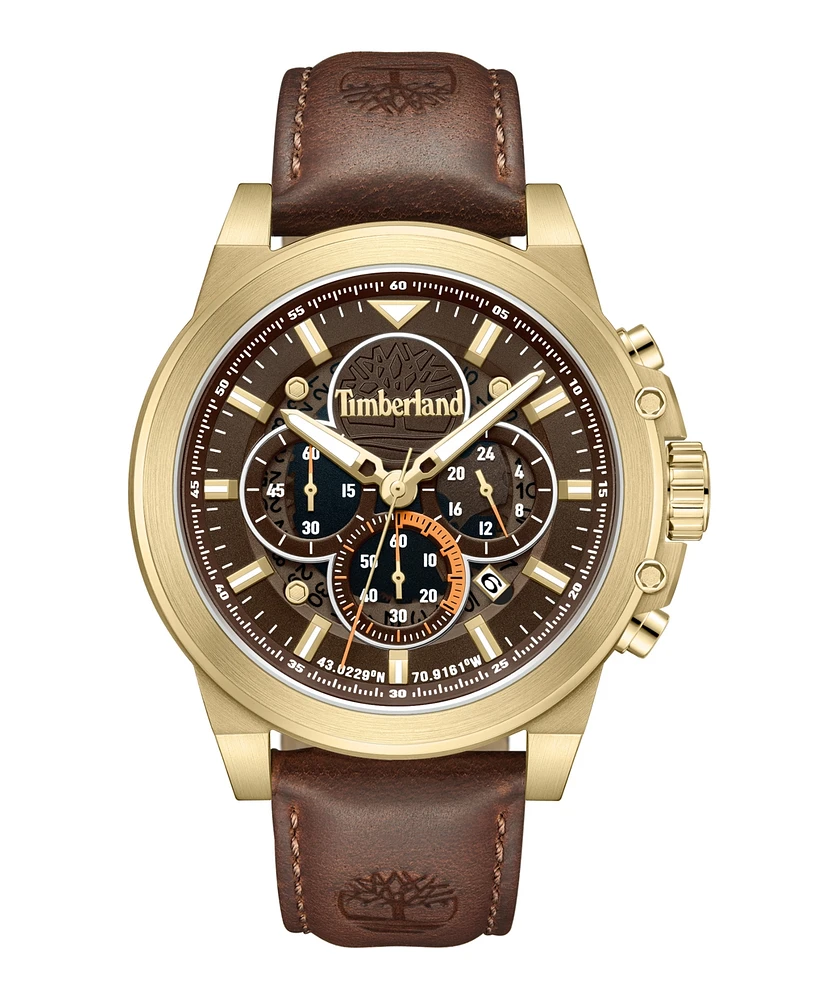 Timberland Men's Dress Sport Brown Dark Genuine Leather Watch, 46mm