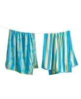 Linery & Co. 100% Cotton Jacquard 2 Pack Summer Beach Towels, 30" x 60"
