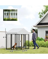 PawHut Outdoor Dog Kennel, Dog Playpen Enclosure with Roof, 6' x 4' x 6'