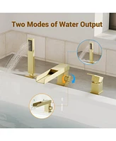 Casainc Deck Mounted Bathroom Tub Faucet Trim with Handshower