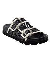 Marc Fisher Ltd Women's Mylan Woven Buckle Straps Flat Sandals