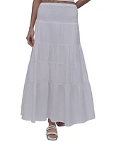 Dkny Jeans Women's Cotton Smocked-Waist Tiered Maxi Skirt