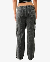 True Religion Women's Nathalie Relaxed Big T Cargo Jeans