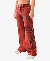True Religion Women's Bobbi Baggy Cargo Flap Jeans