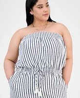 Derek Heart Trendy Plus Striped Strapless Romper