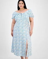 Absolutely Famous Trendy Plus Puffed-Sleeve Dress