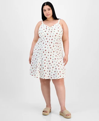 Absolutely Famous Trendy Plus Floral Pucker Fit & Flare Dress