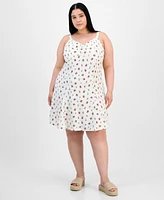 Absolutely Famous Trendy Plus Floral Pucker Fit & Flare Dress