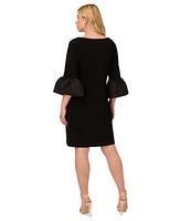 Adrianna Papell Women's Gathered-Waist Bell-Sleeve Dress