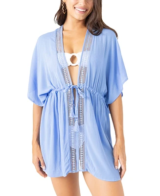 Roxy Juniors' Sun Kissed Lace Trim Kimono