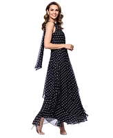 Betsy & Adam Women's Tie-Back Polka Dot Chiffon Dress
