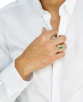 Effy Men's Emerald (1-1/6 ct. tw.) & Diamond (1/3 ct. t.w.) Brick Texture Ring in 14k Gold