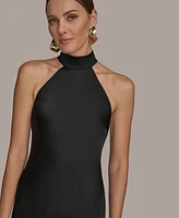 Donna Karan New York Women's High-Neck Fringe-Trim Gown