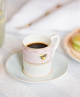 Yvonne Ellen Slogan Espresso Cup Saucers 8-Pc. Set, Service for 4