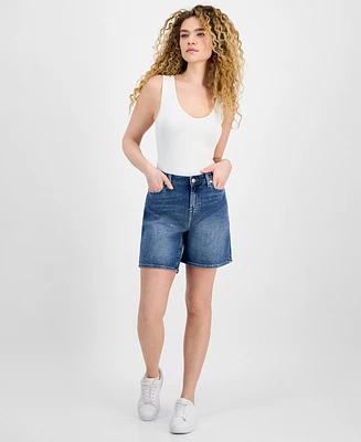7 For All Mankind Women's Cotton High-Rise Boy Shorts