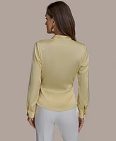 Donna Karan New York Women's Hardware-Trim Faux-Wrap Blouse