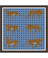 Jessie Zhao New York Double Sided Wool Silk Scarf Of Blue Leopards Garden