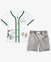 Epic Threads Toddler Boys Peanuts Graphic Short Sleeve Baseball Shirt Relaxed Denim Shorts Exclusively At Macys