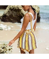 Sauvage Colette Macrame Beach Bag In Yellow, Brown and White