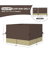 Aoodor 12' x 14' Gazebo Curtain Set Protecting Privacy Side Walls 4 Panels,Curtain Only