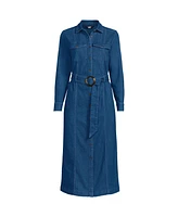 Lands' End Women's Soft Denim Midi Shirt Dress