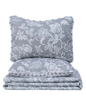 Linery Co. Delicate Floral Microfiber Quilt Set With Shams