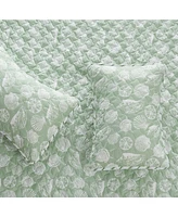 Linery & Co. Green Seashell Microfiber Quilt Set With Shams