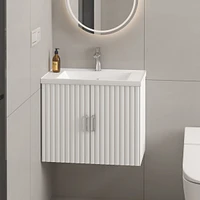 24" Single Sink Wall Mounted Bath Vanity in White with White Ceramic Top