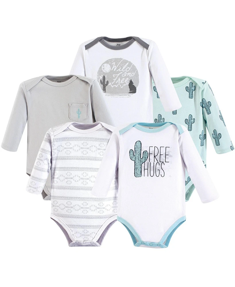 Yoga Sprout Baby Girls Cotton Long-Sleeve Bodysuits 5pk, Snuggle Bunny, 3-6 Months