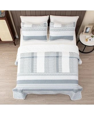 Linery Co. Intricate Patchwork Design Microfiber Quilt Set With Shams