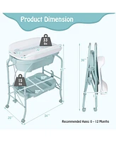 Gouun Portable Baby Changing Table with Storage Basket and Shelves