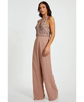 Quiz Women's Beaded V Neck Chiffon Jumpsuit