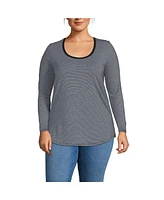 Lands' End Plus Long Sleeve Power Performance Scoop Neck Curved Hem Tunic Tee