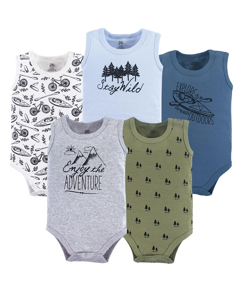 Yoga Sprout Big Girls Plus Cotton Bodysuits 5pk, Sandy Beach, 18-24 Months