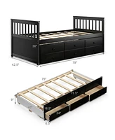 Twin Captain's Bed with Trundle and 3 Storage Drawers